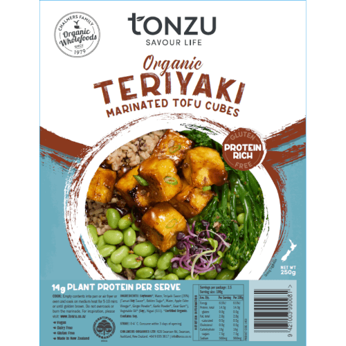 Tonzu Organic Teriyaki Marinated Tofu Cubes