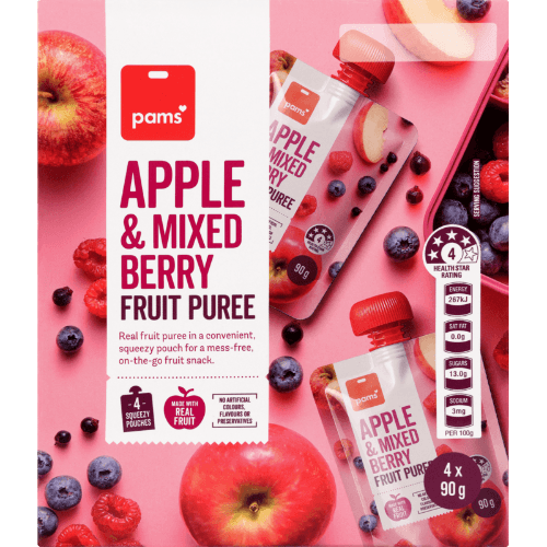 Pams Apple & Mixed Berry Fruit Puree