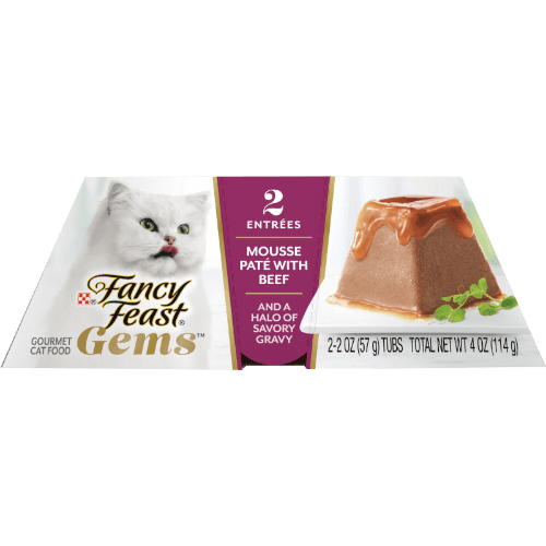 Purina Fancy Feast Gems Mousse Paté With Beef and Halo of Savory Gravy Cat Food