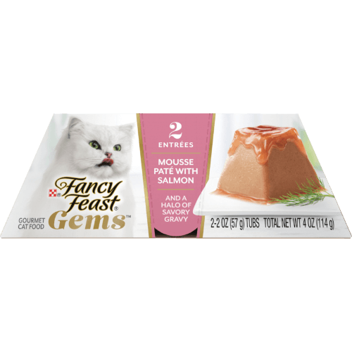 Purina Fancy Feast Gems Mousse Paté With Salmon and Halo of Savory Gravy Cat Food