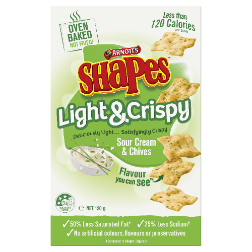 Arnott's Shapes Light & Crispy Sour Cream & Chive Snacks