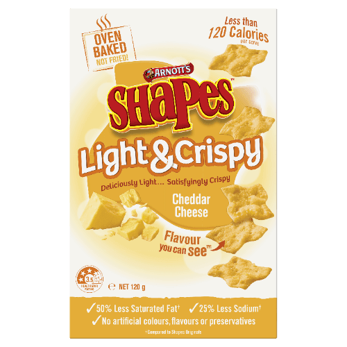 Arnott's Shapes Light & Crispy Cheddar Cheese Snacks