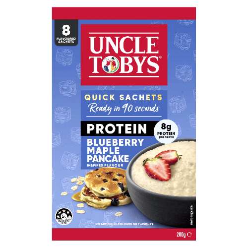 Uncle Tobys Oats Protein Blueberry Maple Pancake Flavour Quick Sachets