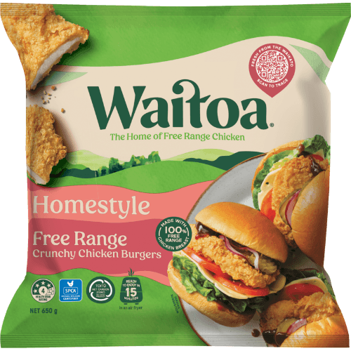 Waitoa Homestyle Free Range Crunchy Chicken Burgers
