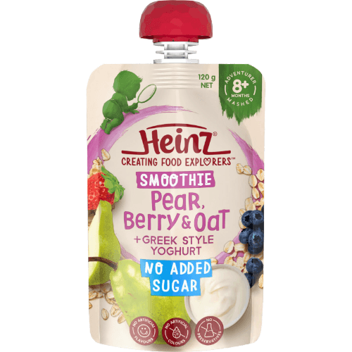 Heinz Pear Berry & Oat + Greek Style Yoghurt Smoothie 8+ Months Mashed