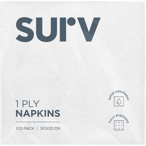 Surv 1ply White Napkins