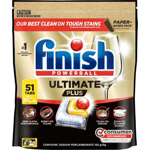 Finish Powerball Ultimate Plus Lemon Auto Dishwash Tablets