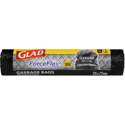 Glad Forceflex 56L Garbage Bag Drawstring