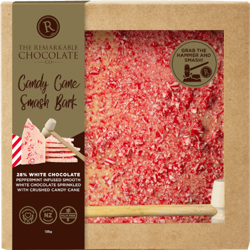 The Remarkable Chocolate Co 28% White Chocolate Candy Cane Smash Bark Box Peppermint Infused