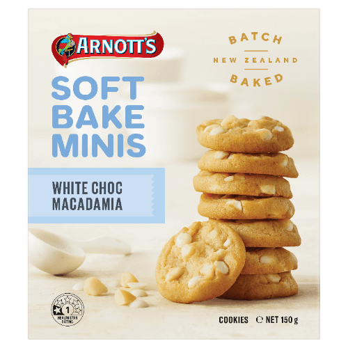 Arnott's Soft Bake Minis White Choc Macadamia Cookies