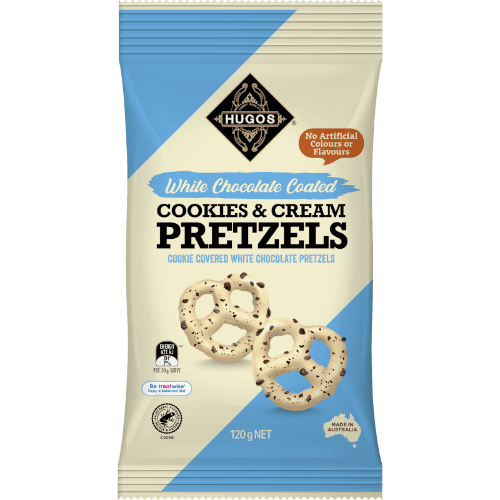 Hugos White Chocolate Coated Cookies & Cream Pretzel