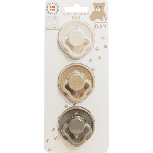 Little Bear Hug Silicone Neutral Size 1 Pacifier 3 pack