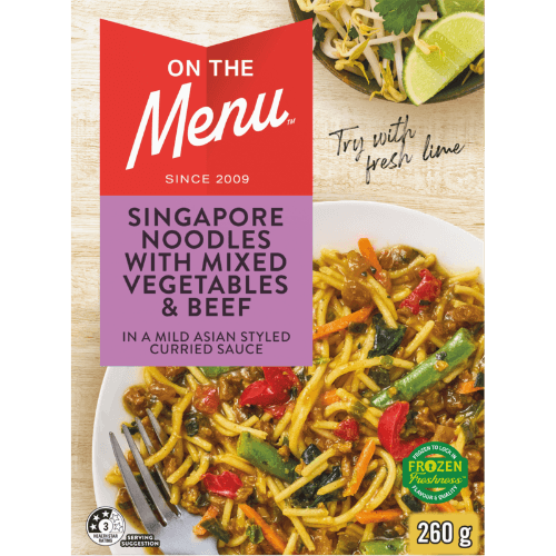 On The Menu Singapore Noodles With Mixed Vegetables & Beef