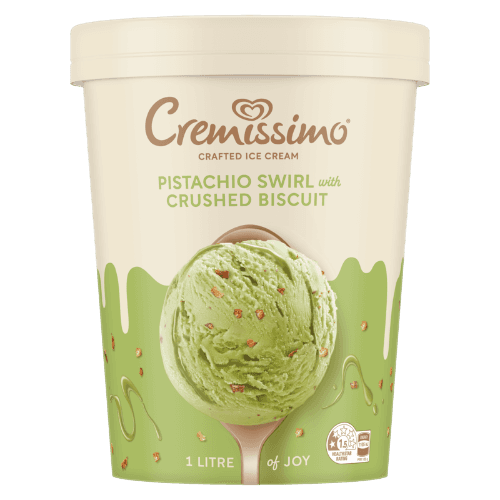 Cremissimo Pistachio Swirl With Crushed Biscuit Crafted Ice Cream