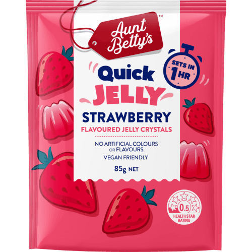 Aunt Betty's Quick Strawberry Flavoured Jelly Crystals
