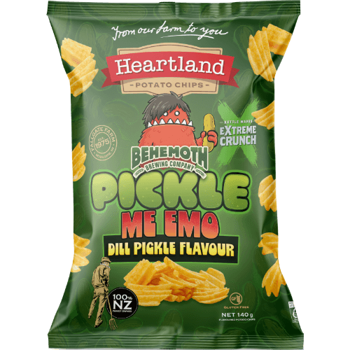 Heartland Extreme Crunch Behemoth Pickle Me Emo Potato Chips