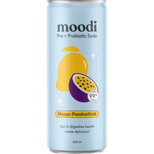 Moodi Mango Passionfruit Pre + Probiotic Soda