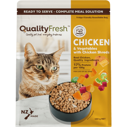 Quality Fresh Chicken & Vegetable & Chicken Shred Cat Food Pouch