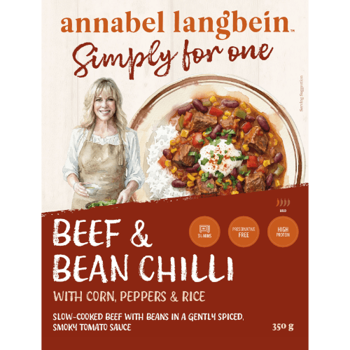 Simply For One Annabel Langbein Beef & Bean Chilli with Corn, Peppers & Rice Ready Meal