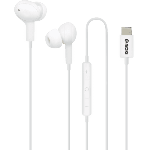 Moki White USB-C Earphones