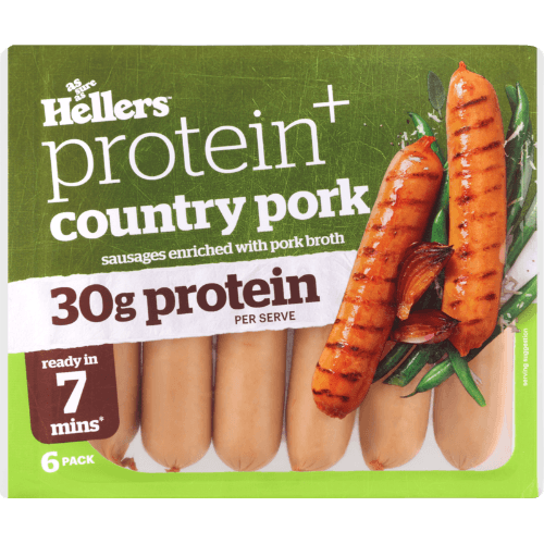 Hellers Protein+ Country Pork Sausages