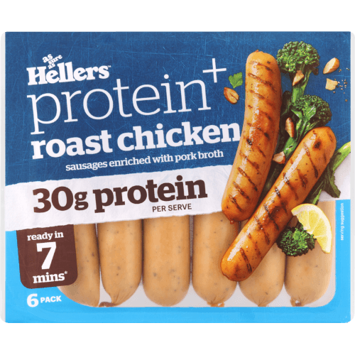 Hellers Protein+ Roast Chicken Sausages