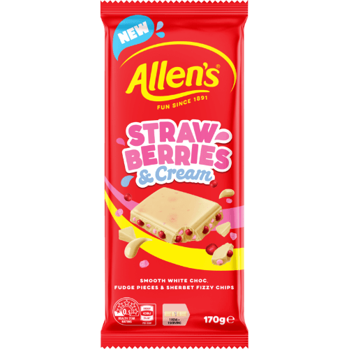 Allen's Strawberries & Cream White Chocolate Block