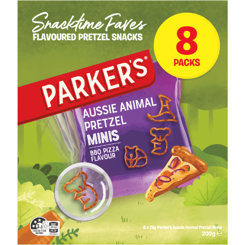Parkers BBQ Pizza Flavour Minis Aussie Animal Pretzels