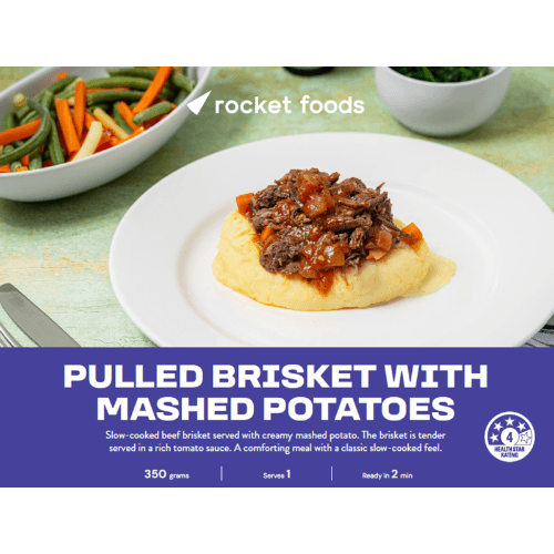 Rocket Foods Pulled Brisket With Mashed Potatoes Ready Meal