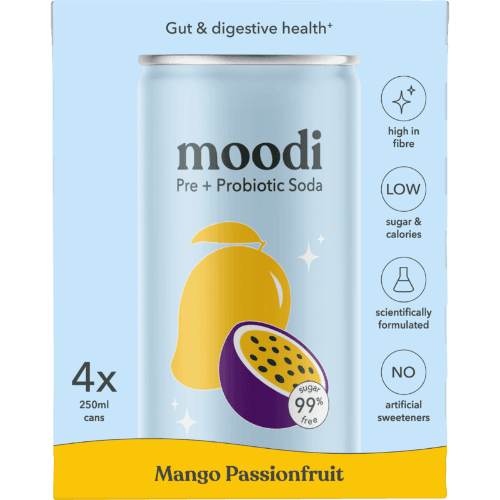 Moodi Mango Passionfruit Pre+ Probiotic Soda