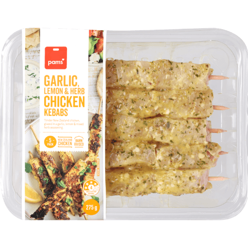 Pams Garlic Lemon Herb Chicken Kebabs