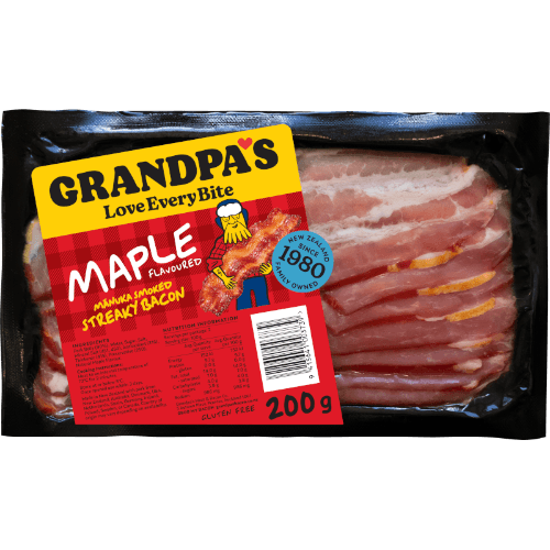 Grandpa's Maple Flavoured Manuka Smoked Streaky Bacon