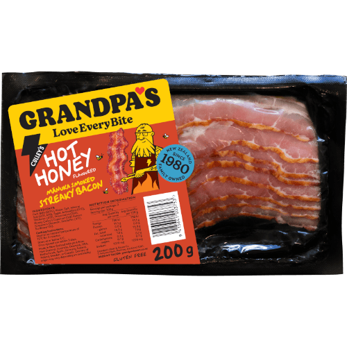 Grandpa's Hot Honey Flavoured Manuka Smoked Streaky Bacon