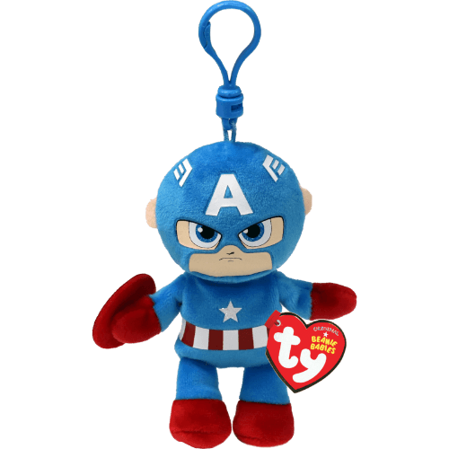TY Captain America Floppy Beanie Clip Plush Toy