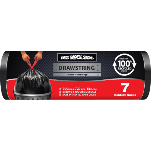Big Black Sacks Drawstring Rubbish Sacks 56 L