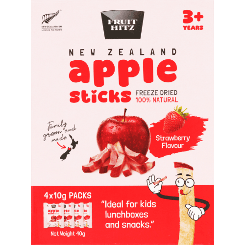 Fruit Hitz Strawberry Flavour 3+ Years Freeze Dried Apple Sticks