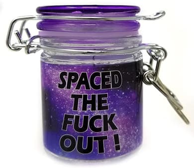 TMI Airtight Glass Herb Mini Stash Jar with Swing-Top Lid (Space the F Out Design) – 45ml