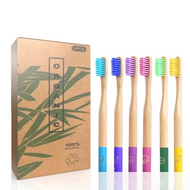 WorldFront Naturals Kids Bamboo Toothbrush Set (Pack of 6) - Soft Bristles, Multicolor, Eco-Friendly Biodegradable