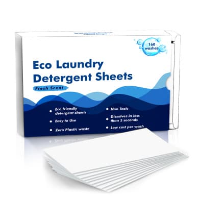 WorldFront Naturals Fresh Scent Non-Toxic Laundry Detergent Sheets, 80 Sheets (160 Washes) – Eco-Friendly, Biodegradable & Plastic-Free