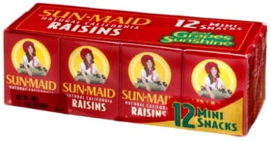 Sun‑Maid California Sun‑Dried Raisins – 12 Mini Snacks (168g)