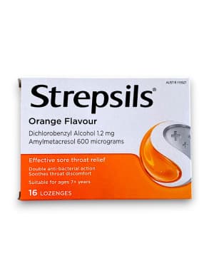 Strepsils Orange Flavour Sore Throat Relief Lozenges (16 Pack)