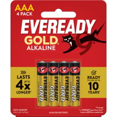 Eveready Gold AAA Alkaline Batteries (LR03) 1.5V – 4 Pack