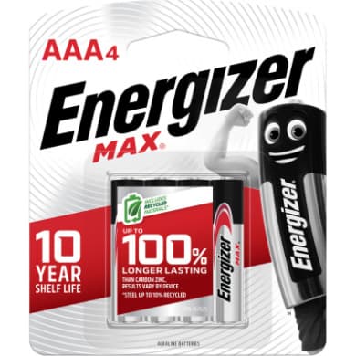 Energizer MAX AAA Alkaline Batteries (LR03) 1.5V – 4 Pack (AAA4)
