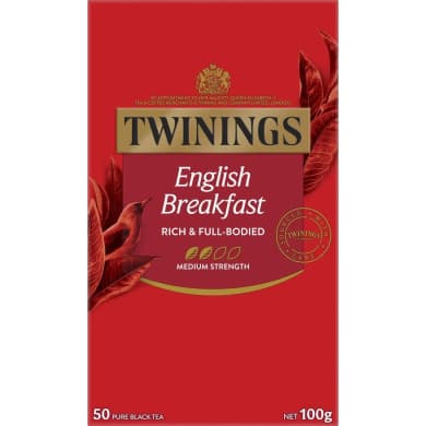 Twinings English Breakfast Black Tea, 50 Tea Bags (100g)