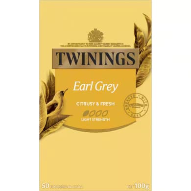 Twinings Earl Grey Flavoured Black Tea, 50 bags (100g)