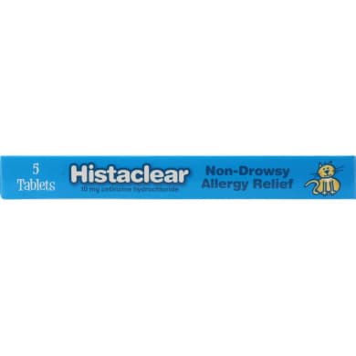 Histaclear Non-Drowsy Hayfever Relief 10 mg Cetirizine Tablets – Once-A-Day, 5 Pack