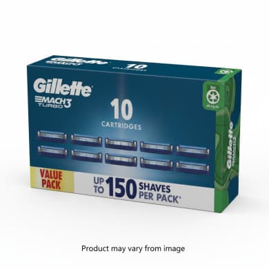 Gillette MACH3 Turbo Replacement Razor Cartridges – 10 Pack (Up to 150 Shaves)