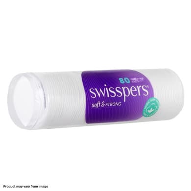 Swisspers Soft & Strong Make-up Cotton Pads, 80 Pack
