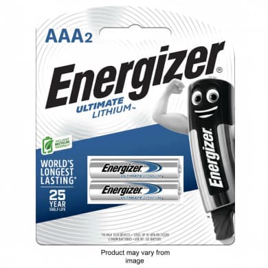Energizer Ultimate Lithium AAA Batteries 1.5V (2-Pack) — Leak-Proof, 25-Year Shelf Life