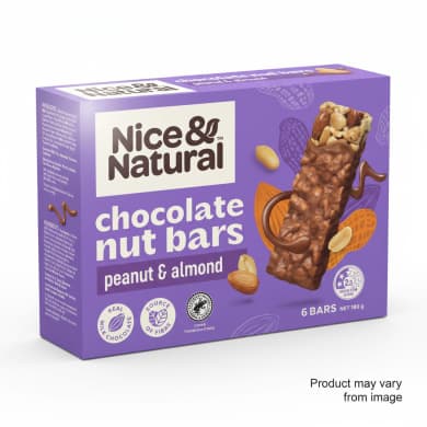 Nice & Natural Chocolate Nut Bars - Peanut & Almond (6 bars, 180 g)